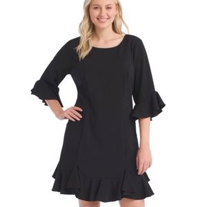Short Three-Quarter Sleeve Ruffle Dress